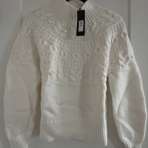 Banana Republic White Cable Knit Sweater